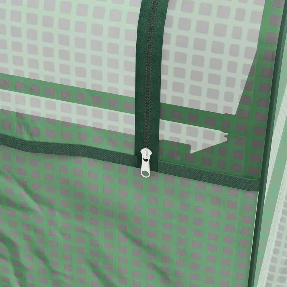 Metal Raised Steel Garden Bed with Mini Greenhouse, with Cover, for Herbs and Vegetables in Green