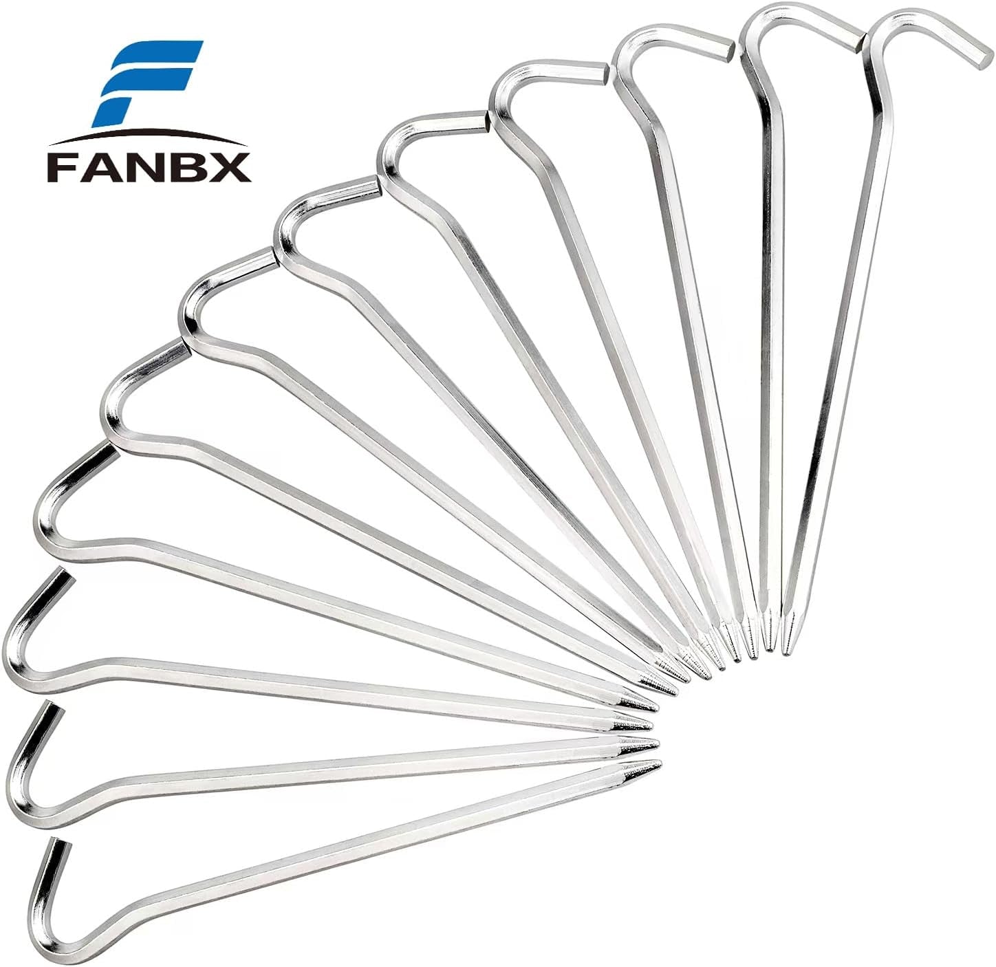 Tent Pegs - Aluminium Tent Stakes Pegs with Hook - 7’’ Hexagon Rod Stakes Nail Spike Garden Stakes Camping Pegs for Pitching Camping Tent, Canopies