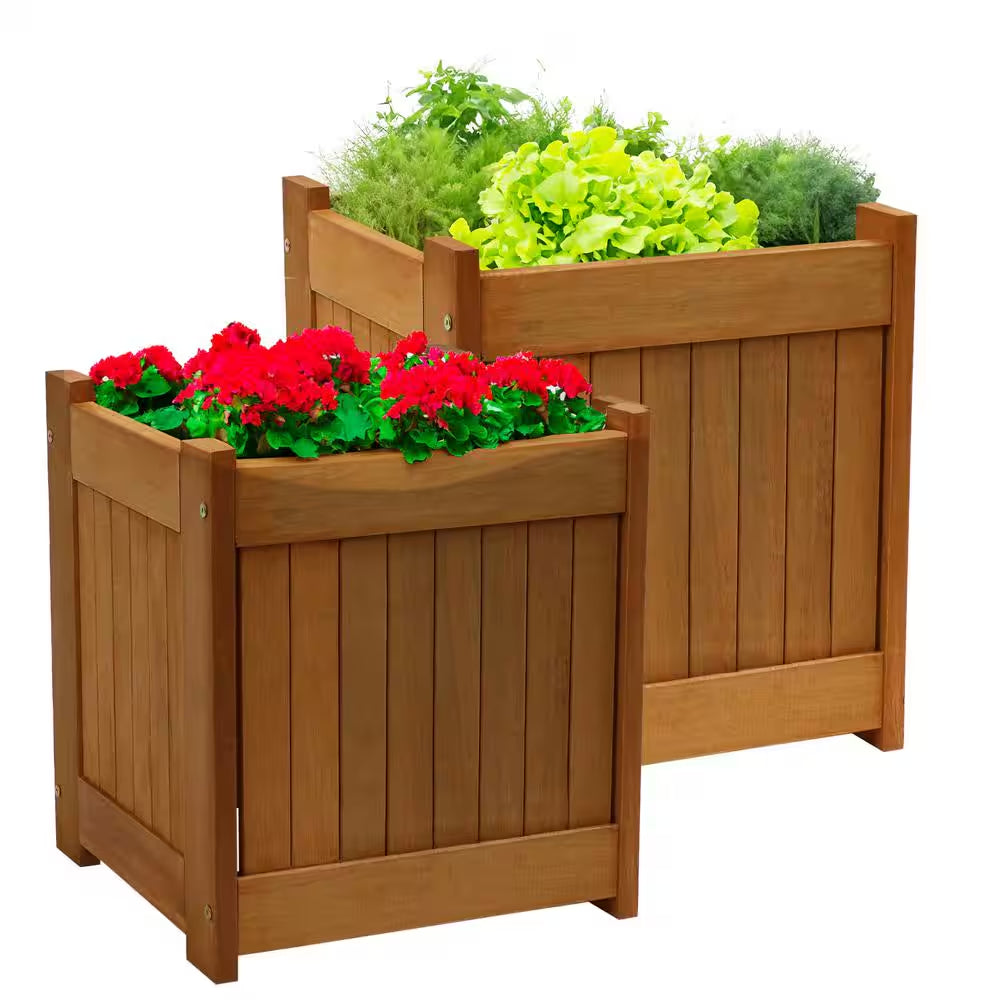 16 In. Meranti Wood Outdoor Planter Box (Set of 2)