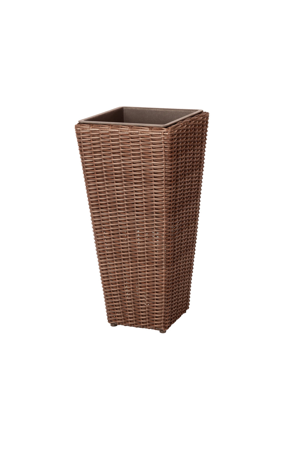 62501 Alto Wicker All-Weather Planter Set with Liners Tall Plant Decor Box for Outdoors Patio Herb Garden Furnishings - Mocha - Pack of 2