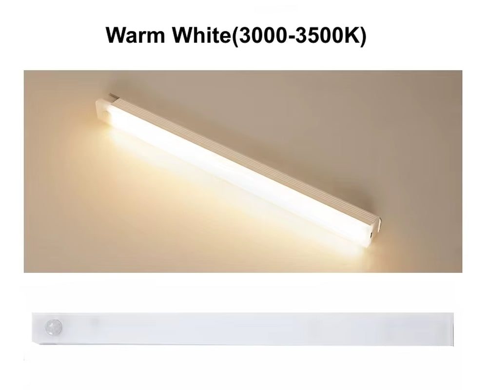 USB Rechargeable PIR Motion Sensor LED Bar Lights Dimmable Detector Night Light Portable Induction Cabinet Lamp for Kitchen Room