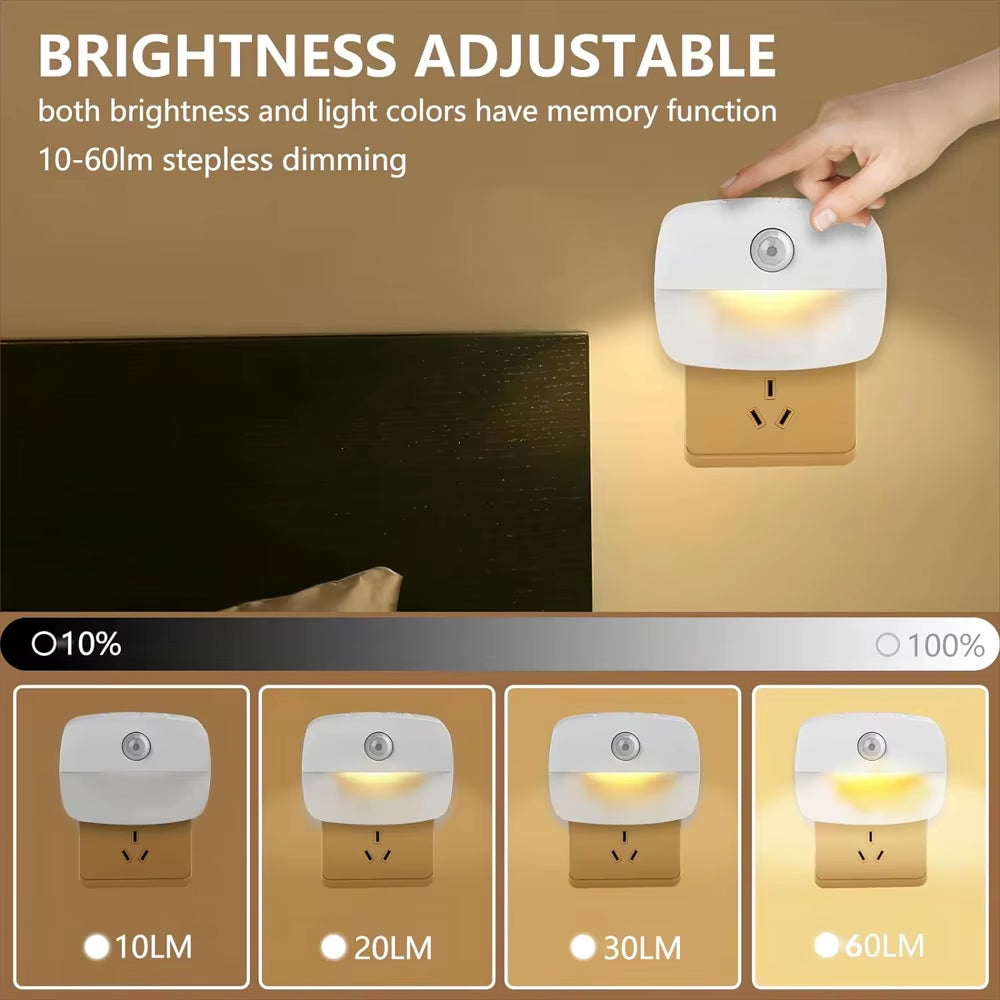 LED Night Light EU Plug in Smart Motion Sensor Light 220V Wall Lamp for Home Aisle WC Hallway Stair Kitchen Bedroom Night Lamp