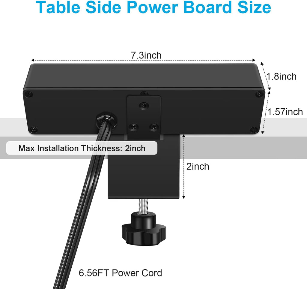Desk Clamp Power Strip with USB Port Removable Clamp Power Outlet Socket with Switch 6.5 Ft Extension Cord Connect 4 Plugs for Home Office Reading