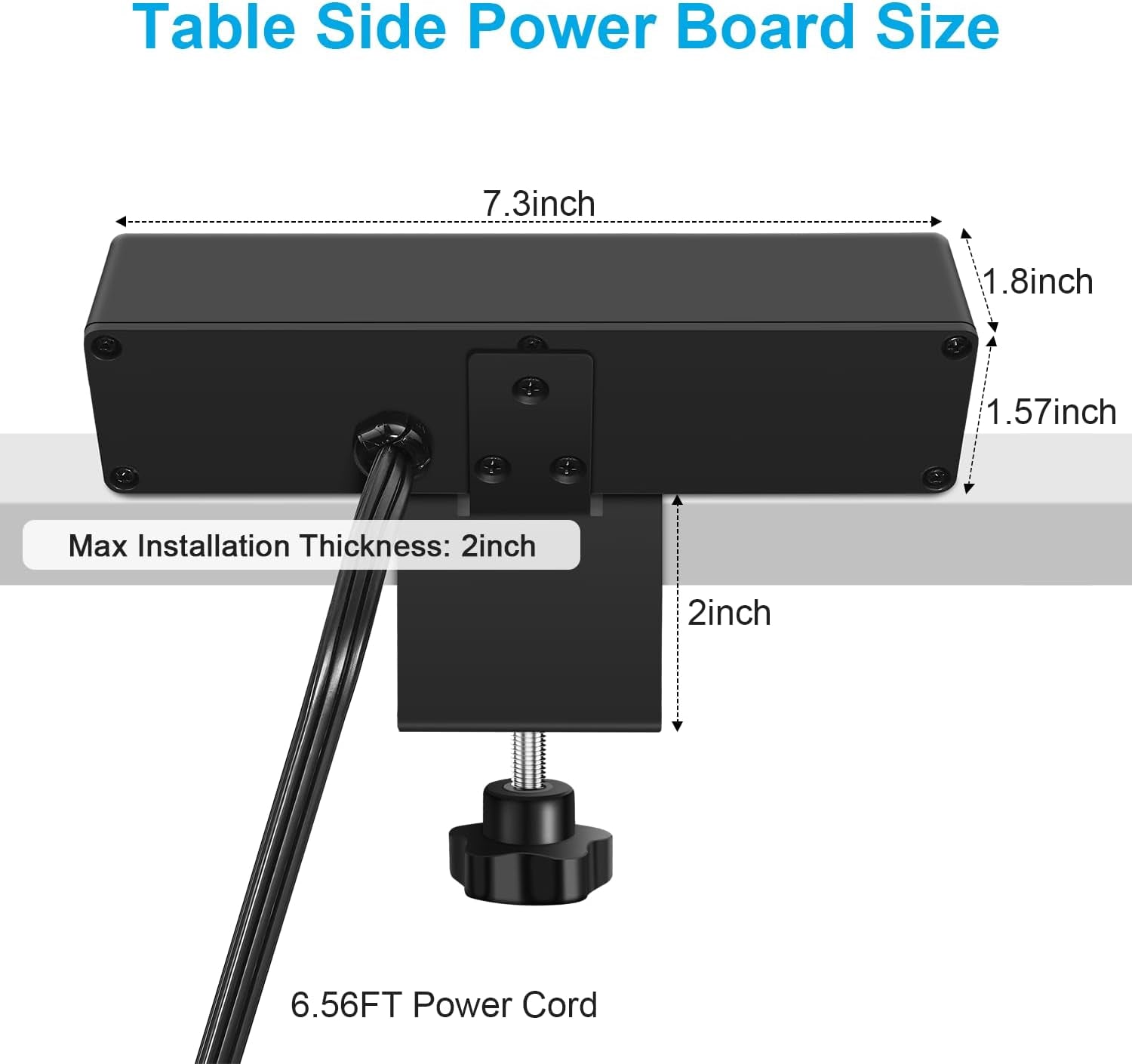 Desk Clamp Power Strip with USB Port Removable Clamp Power Outlet Socket with Switch 6.5 Ft Extension Cord Connect 4 Plugs for Home Office Reading