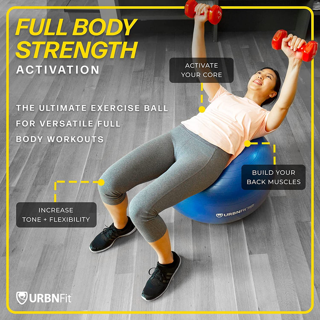 Exercise Ball - Yoga Ball for Workout Pregnancy Stability - Antiburst Swiss Balance Ball W/ Pump - Fitness Ball Chair for Office, Home Gym