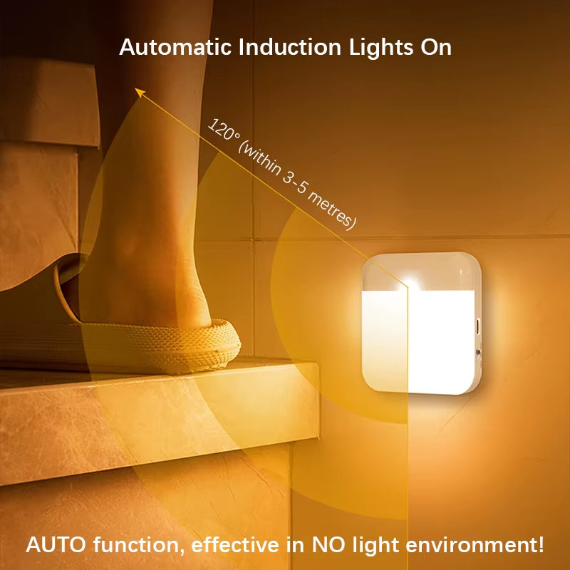 Motion Sensor Night Lights, TYPE-C Rechargeable Cabinet Light, Wireless LED Wall Lamp, for Stairs Closet Kitchen Bedroom Garage