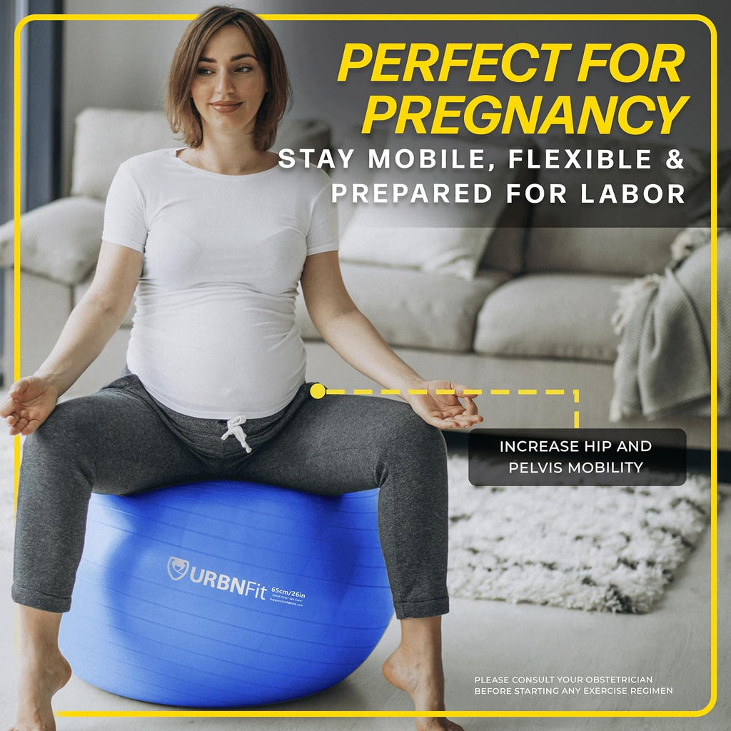 Exercise Ball - Yoga Ball for Workout Pregnancy Stability - Antiburst Swiss Balance Ball W/ Pump - Fitness Ball Chair for Office, Home Gym