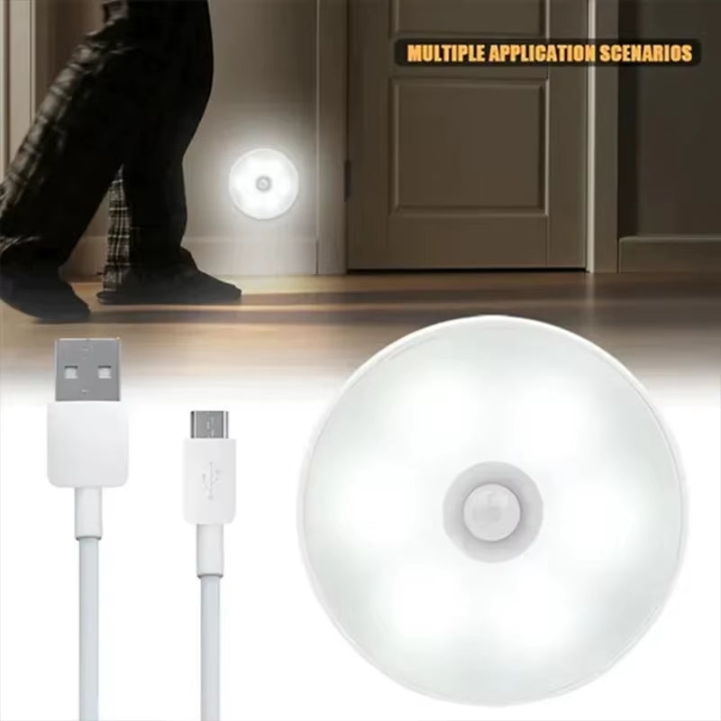 Motion Sensor LED Night Light USB Rechargeable Night Lamp for Kitchen Cabinet Wardrobe Lamp Staircase Wireless LED Closet Light