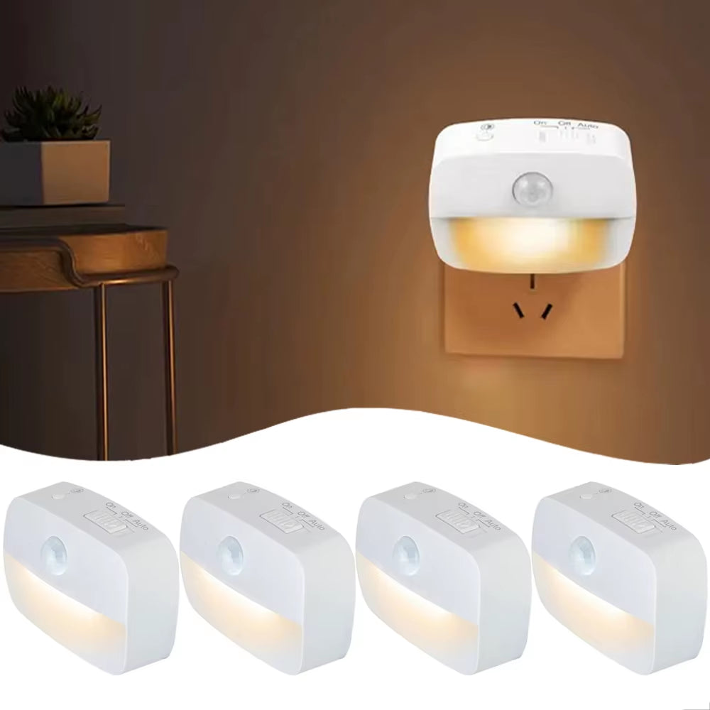 LED Night Light EU Plug in Smart Motion Sensor Light 220V Wall Lamp for Home Aisle WC Hallway Stair Kitchen Bedroom Night Lamp