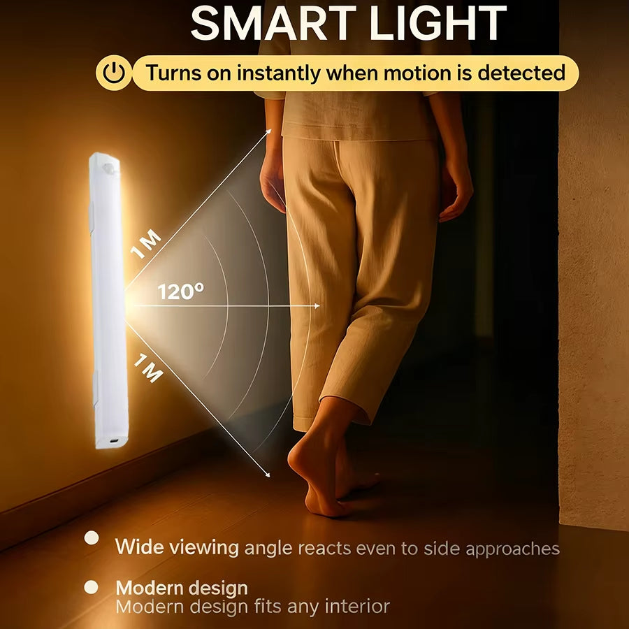 Cabinet Lights Wireless Motion Sensor LED Bar Light Rechargeable Magnetic for Kitchen Closet Night Light Indoor Lighting