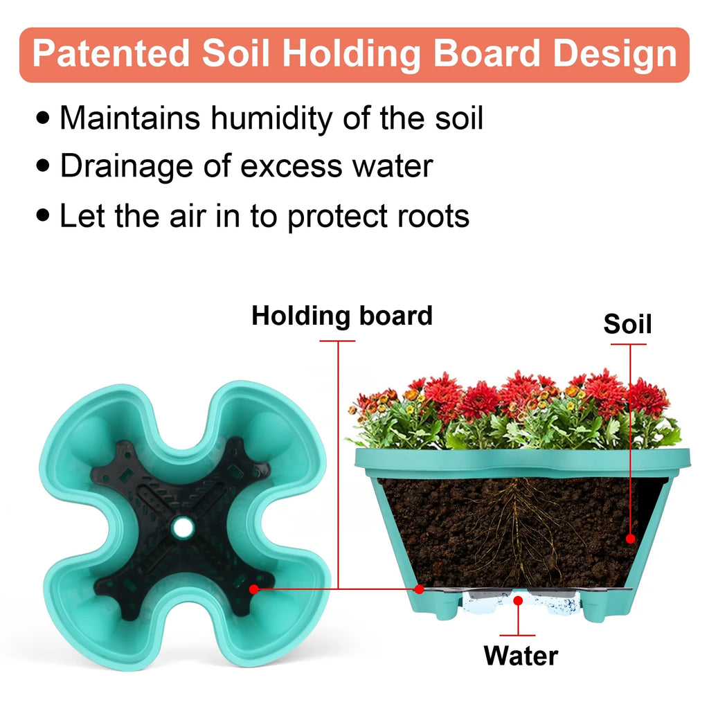 Stackable Planter with Wheels and Tools, Indoor Outdoor Gardening Pots - 7 Tier Vertical Garden Planter - Teal, 2 Set