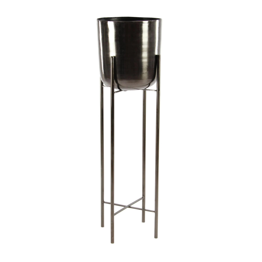 39", 46"H Dome Black Metal Planter with Removable Stand (2 Count)