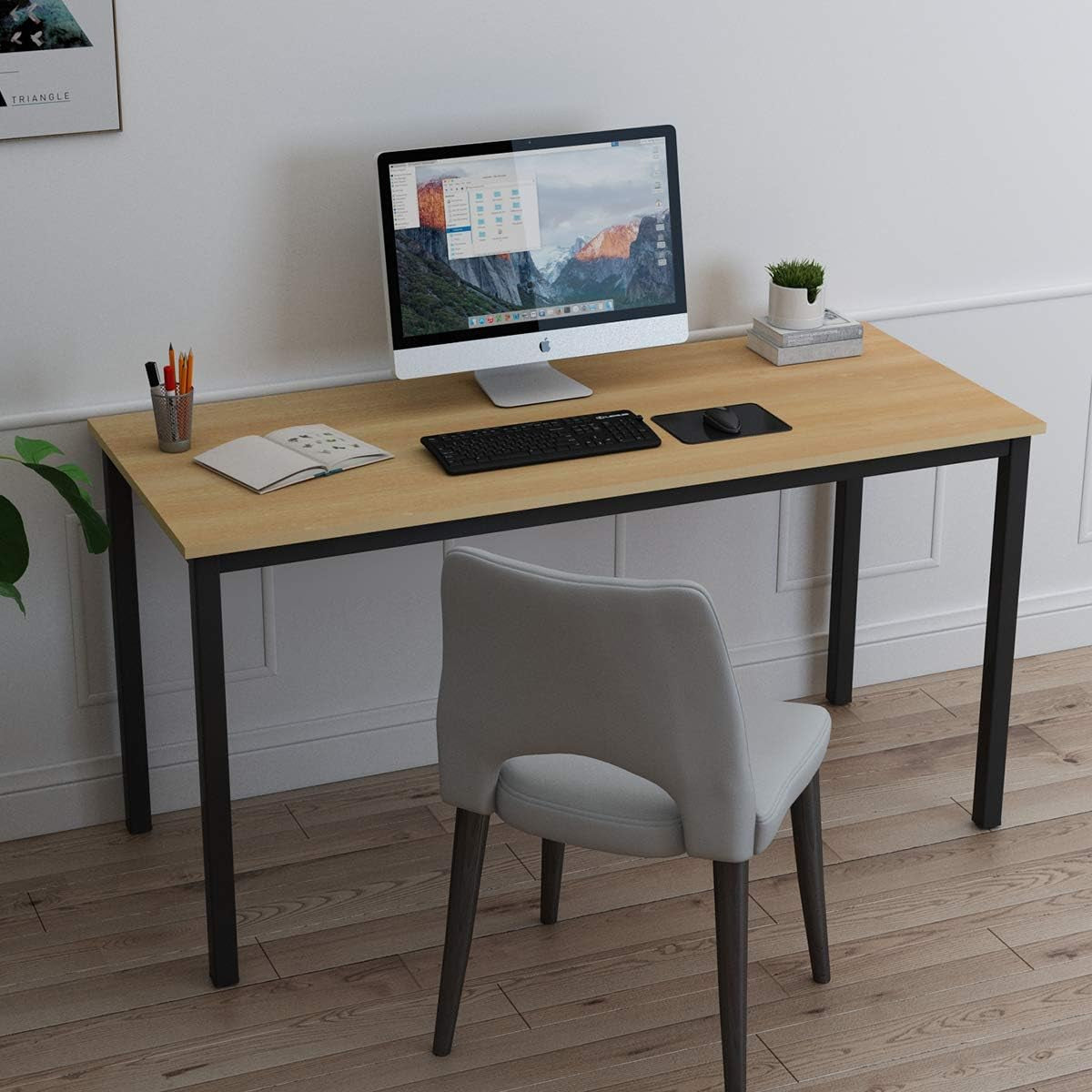 Computer Desk Home Office Table Writing Desk Study Table Gaming Desk Workstation (55 Inch, Wood Teak)