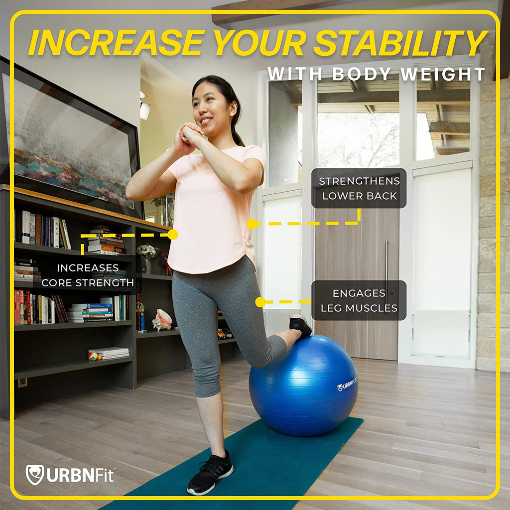 Exercise Ball - Yoga Ball for Workout Pregnancy Stability - Antiburst Swiss Balance Ball W/ Pump - Fitness Ball Chair for Office, Home Gym