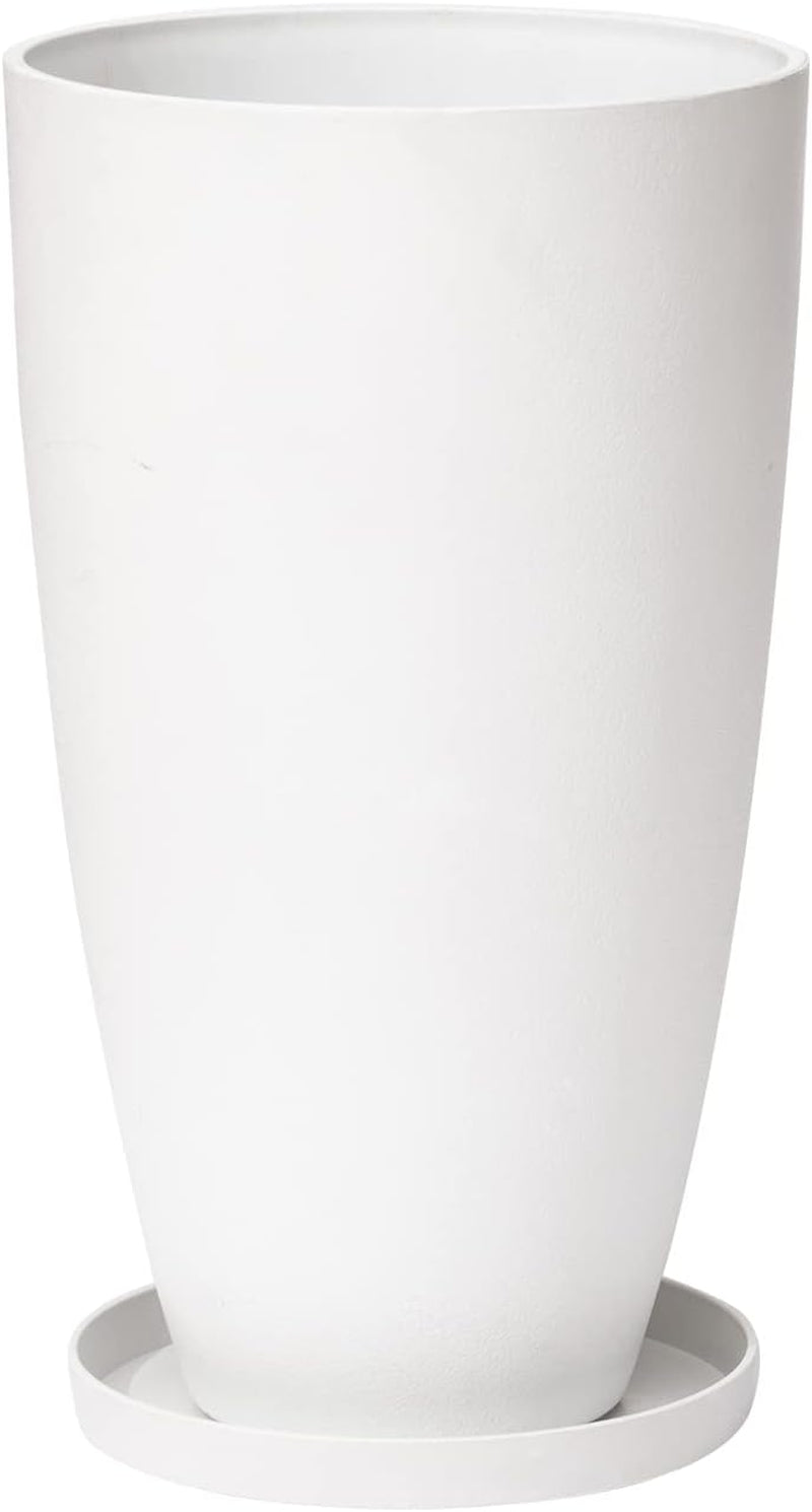20 Inch round Tall Planter,Indoor/Outdoor White Planter with Drainage Holes and Trays,Modern Large Flower Pot for Front Door,Balcony and Garden Patio Deck,Pack 1
