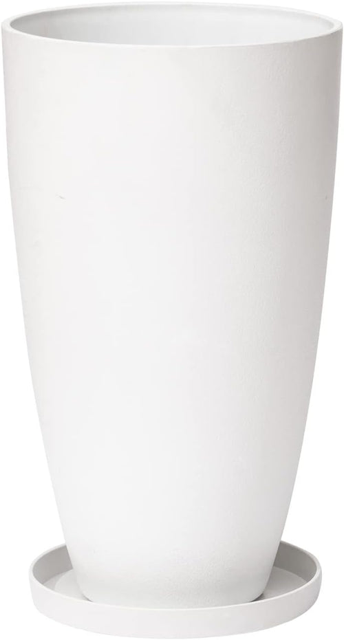 20 Inch round Tall Planter,Indoor/Outdoor White Planter with Drainage Holes and Trays,Modern Large Flower Pot for Front Door,Balcony and Garden Patio Deck,Pack 1