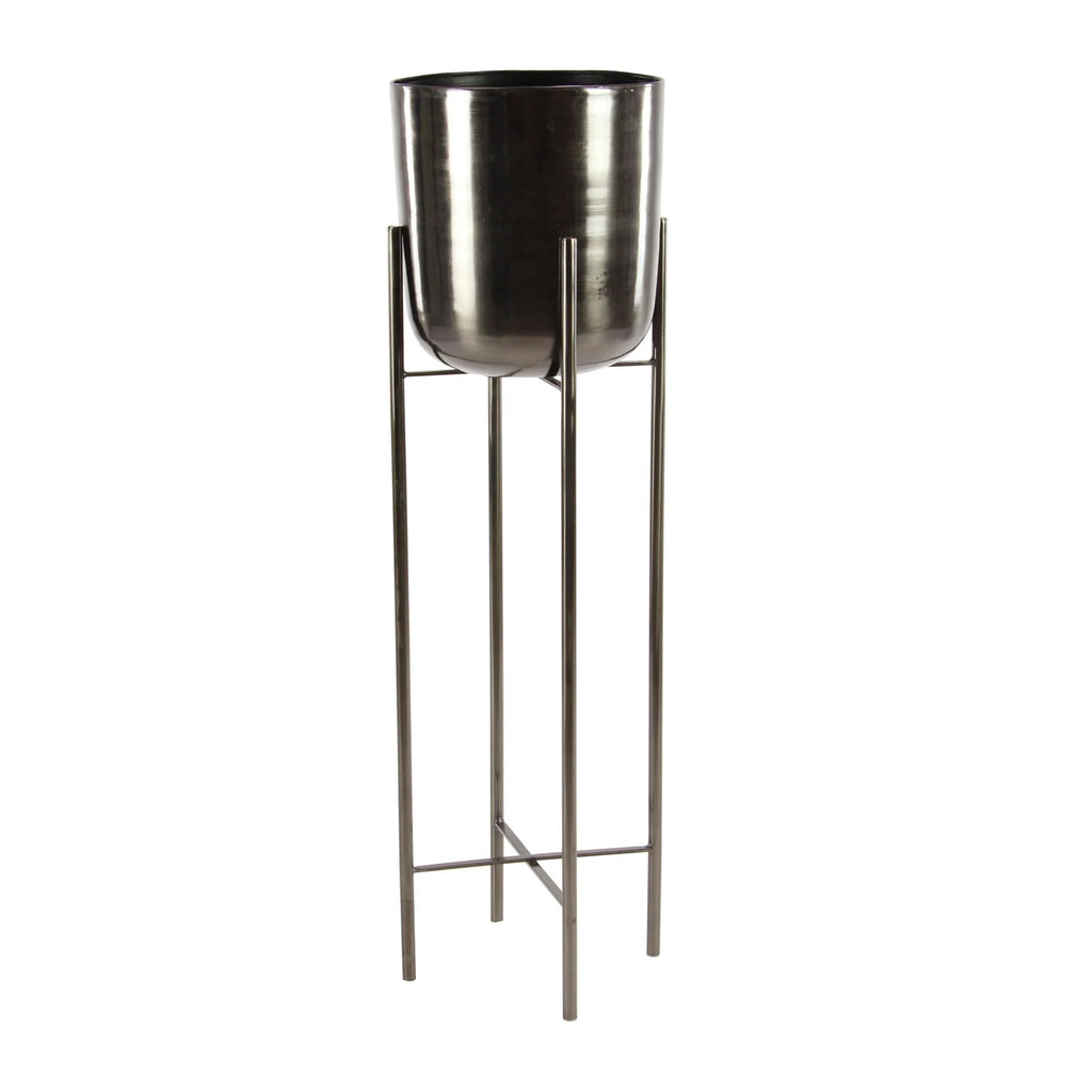 39", 46"H Dome Black Metal Planter with Removable Stand (2 Count)