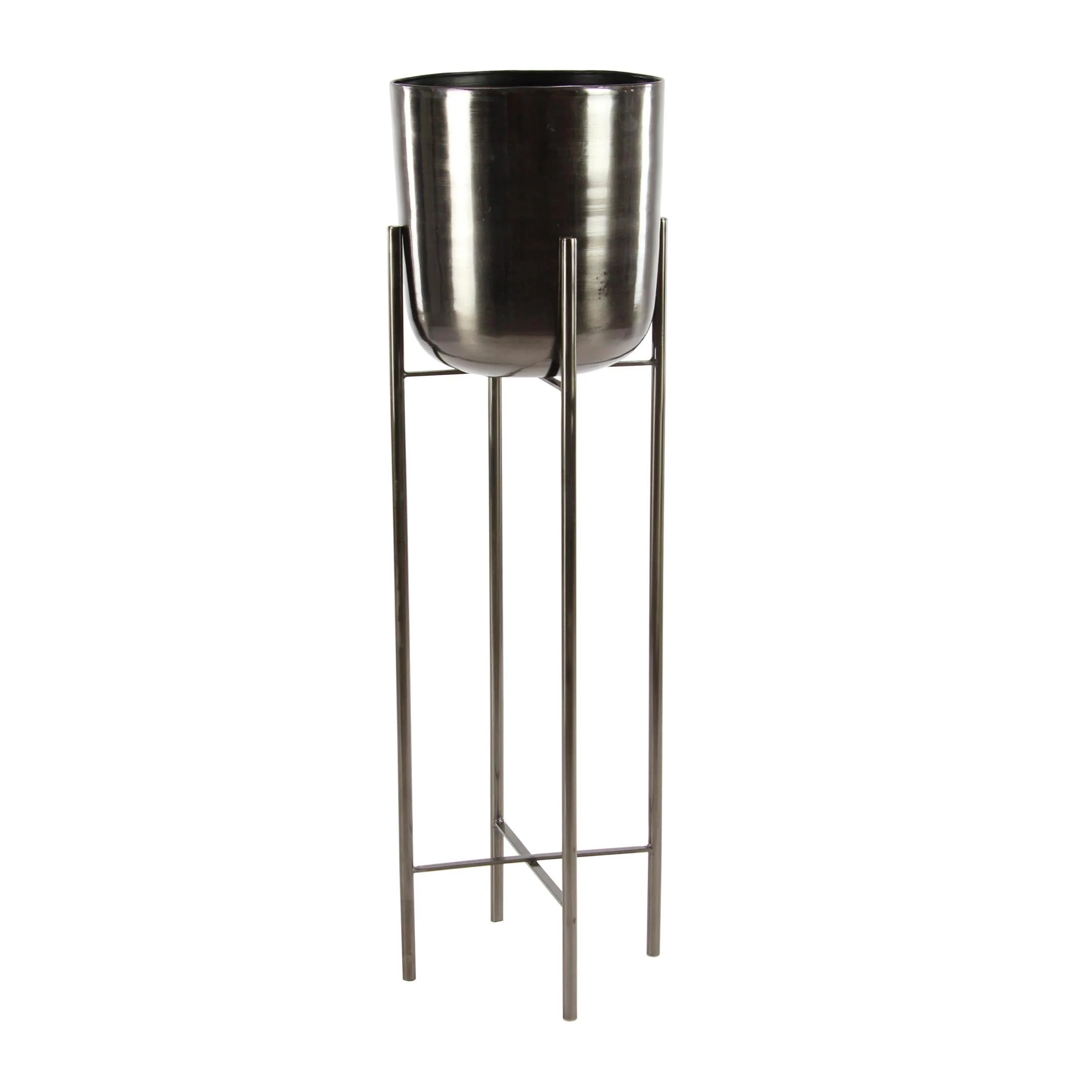 39", 46"H Dome Black Metal Planter with Removable Stand (2 Count)