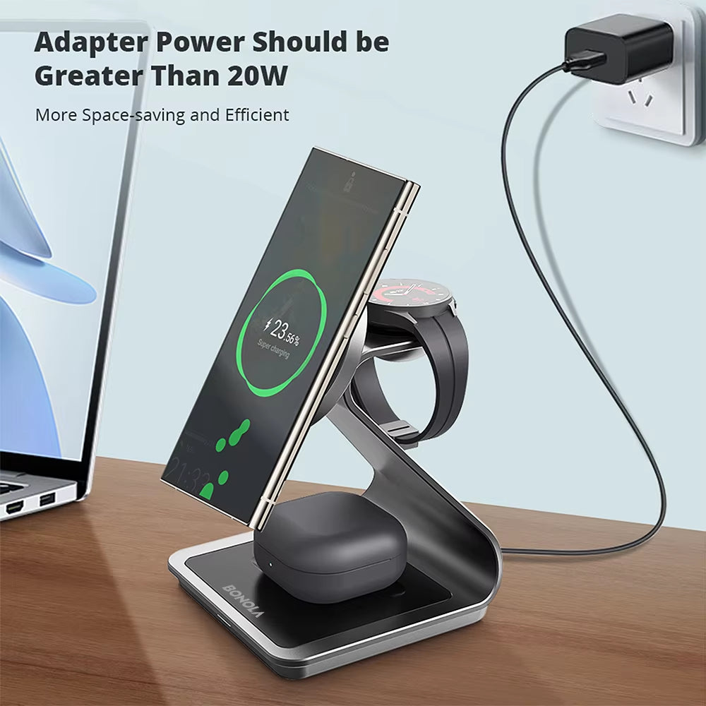 Magnetic 3 in 1 Wireless Charger Station for Samsung S24 Ultra/S25 25W Fast Charging Stand for Galaxy Watch 7/6/5/Earbuds