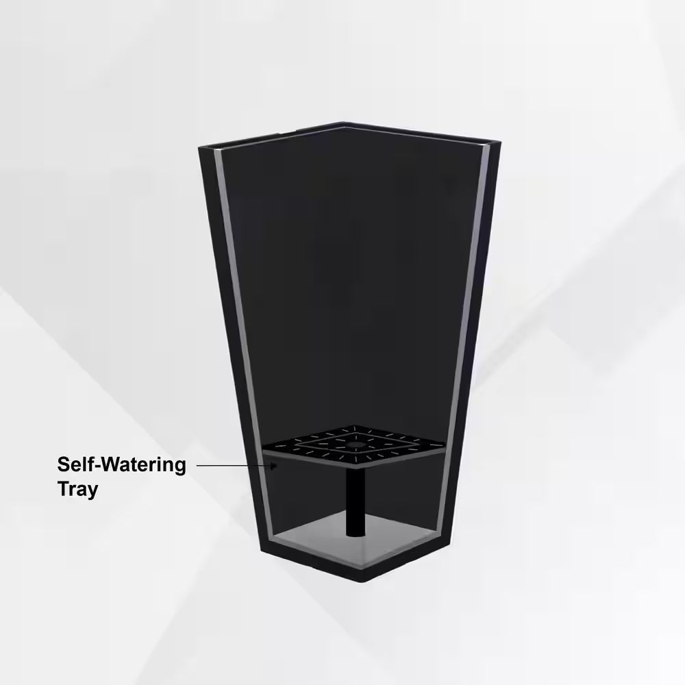 Modern 28-Inch Square Planter, Modern Tapered Planter Perfect for Indoor & Outdoor Planter, Patio Decor, Set of 2, Gray