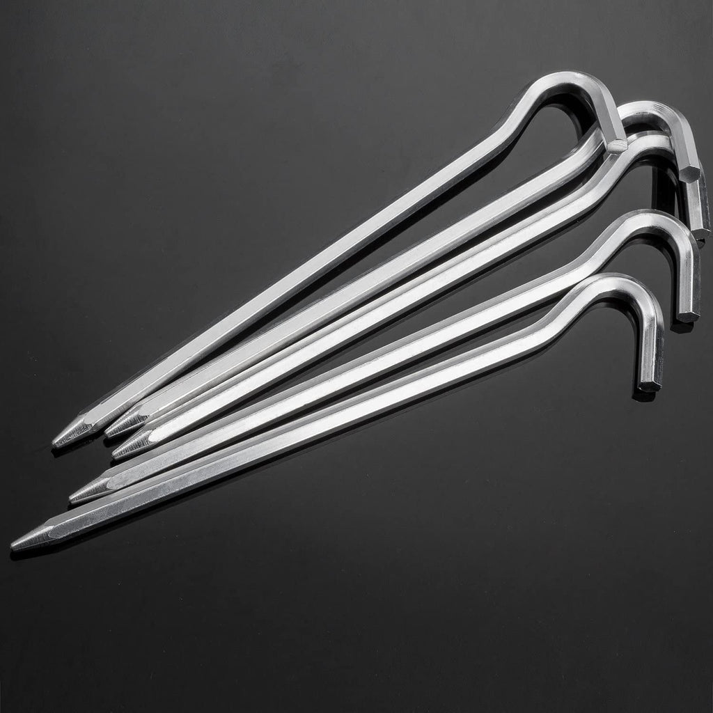 Tent Pegs - Aluminium Tent Stakes Pegs with Hook - 7’’ Hexagon Rod Stakes Nail Spike Garden Stakes Camping Pegs for Pitching Camping Tent, Canopies