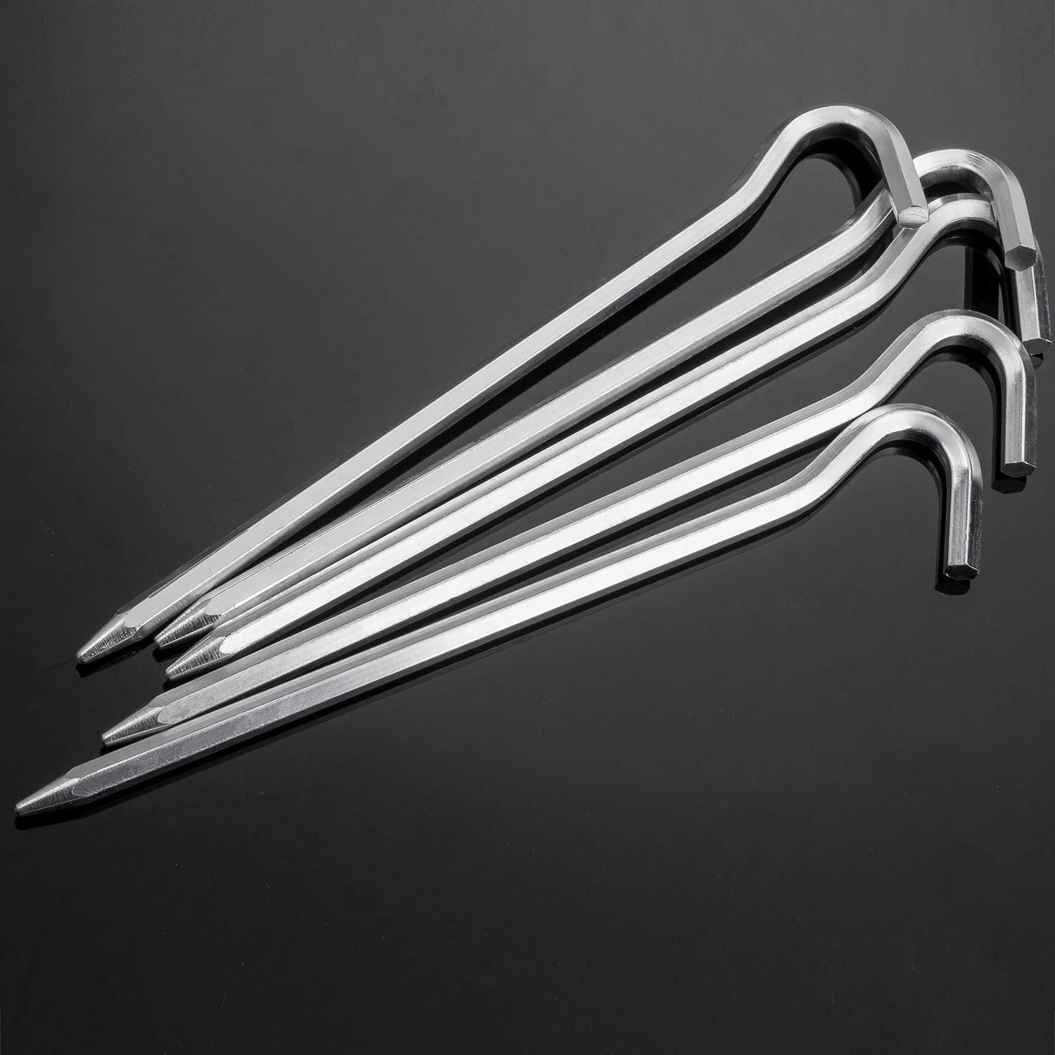 Tent Pegs - Aluminium Tent Stakes Pegs with Hook - 7’’ Hexagon Rod Stakes Nail Spike Garden Stakes Camping Pegs for Pitching Camping Tent, Canopies
