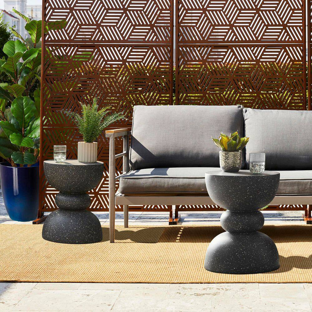 17.5 In. H Kits and Accessories Multi-Functional MGO Faux Terrazzo Garden Stool or Planter Stand (Set of 2)