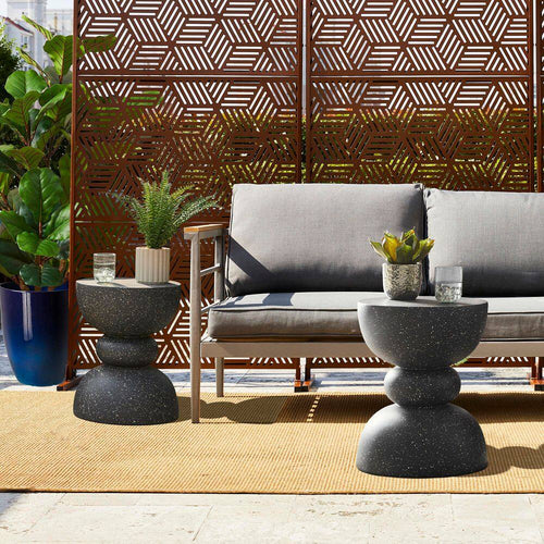 17.5 In. H Kits and Accessories Multi-Functional MGO Faux Terrazzo Garden Stool or Planter Stand (Set of 2)