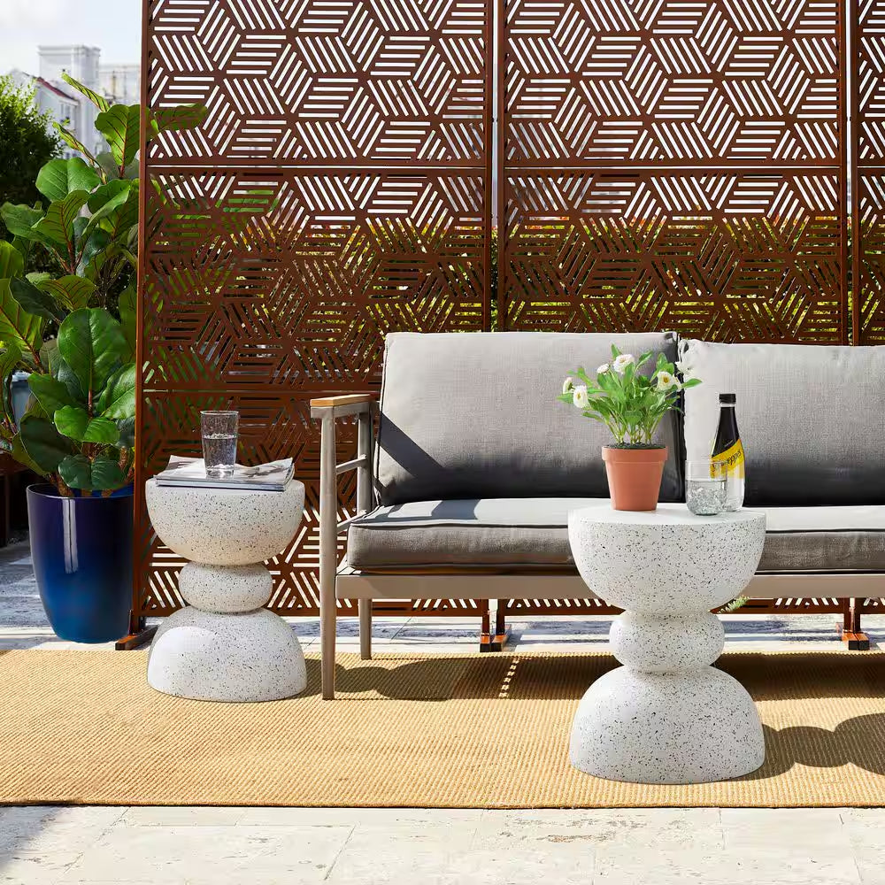 17.25 In. H Multi-Functional MGO Faux Terrazzo Garden Stool or Plant Stand or Accent Table Kits（Set of 2）