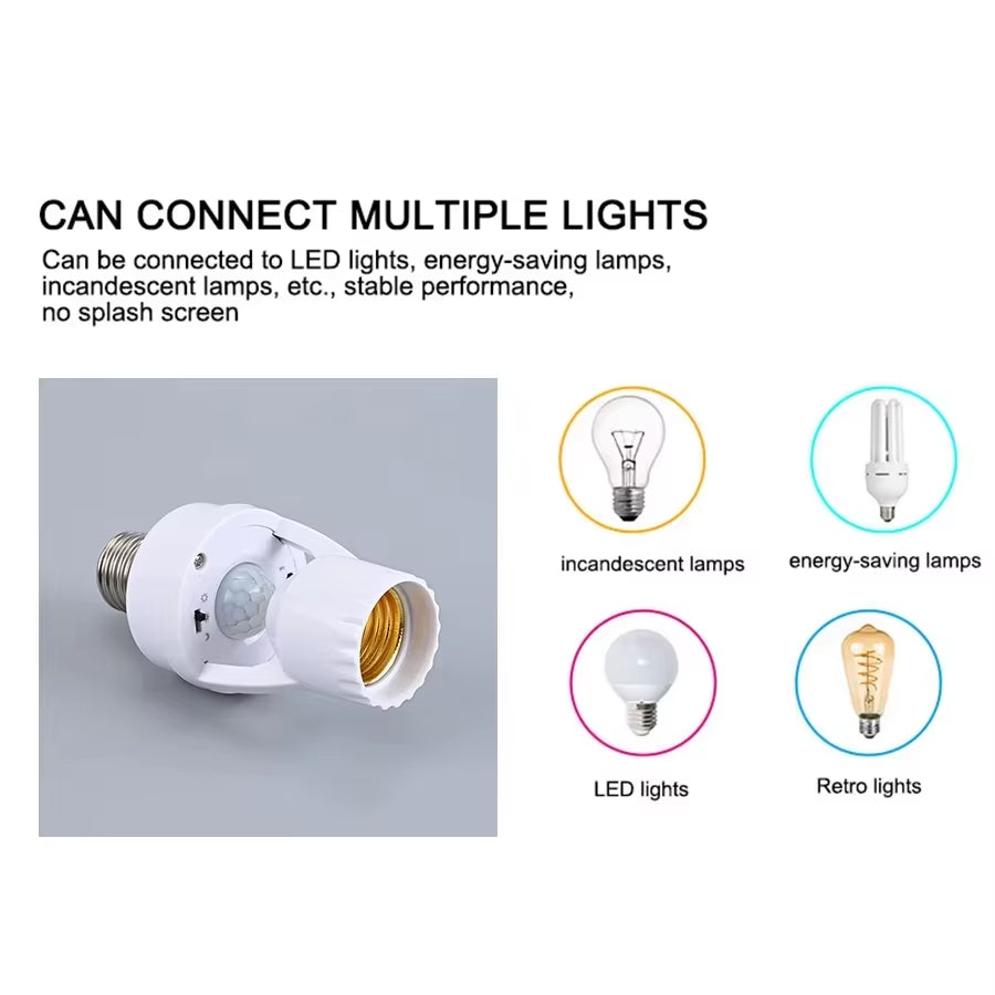 Smart Motion Sensor Light Bulb Holder E27 PIR Induction Sensor Adapter Lamp Base Converter Automatic LED Switch AC 110V 220V