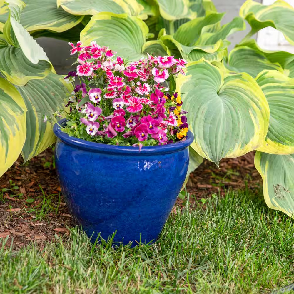 Chalet Indoor/Outdoor Planter - 12 In. - Imperial Blue - Ceramic - Set of 2