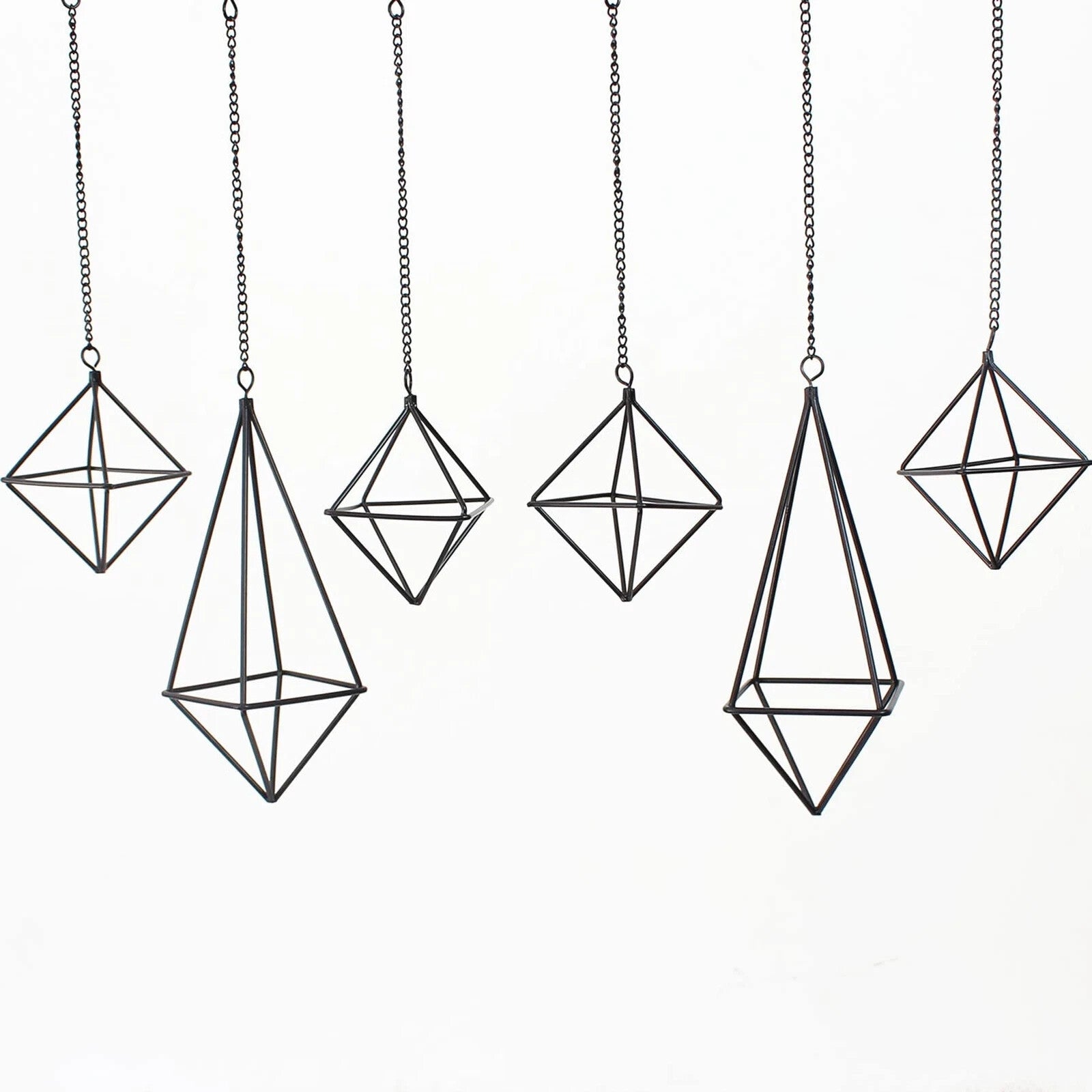 6 Pack Metal Air Plants Hanging Holder Geometric Planter Air Ferns Display