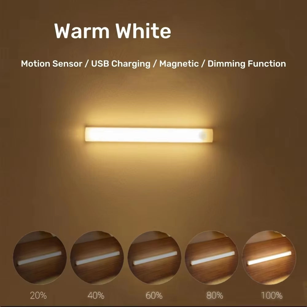 LED Motion Sensor Light Wireless USB Rechargeable Night Light Portable Induction Lamp for Kitchen Cabinet Wardrobe Staircase