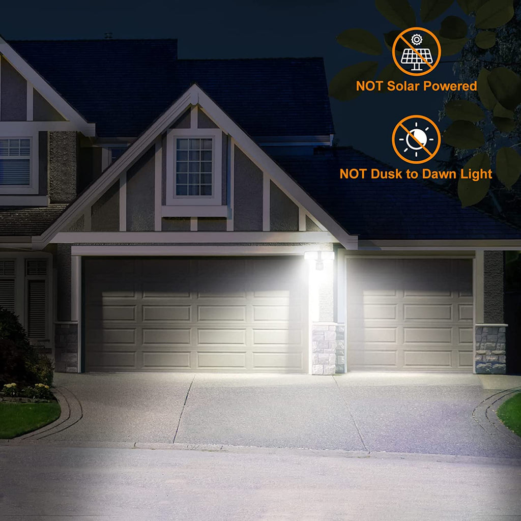 30W LED Security Lights Motion Sensor Light Outdoor, 3200LM Motion Security Light, 5500K, IP65 Waterproof, 2 Head Motion Detector Flood Light for Garage, Yard, Porch, Brown (NOT Solar Powered)