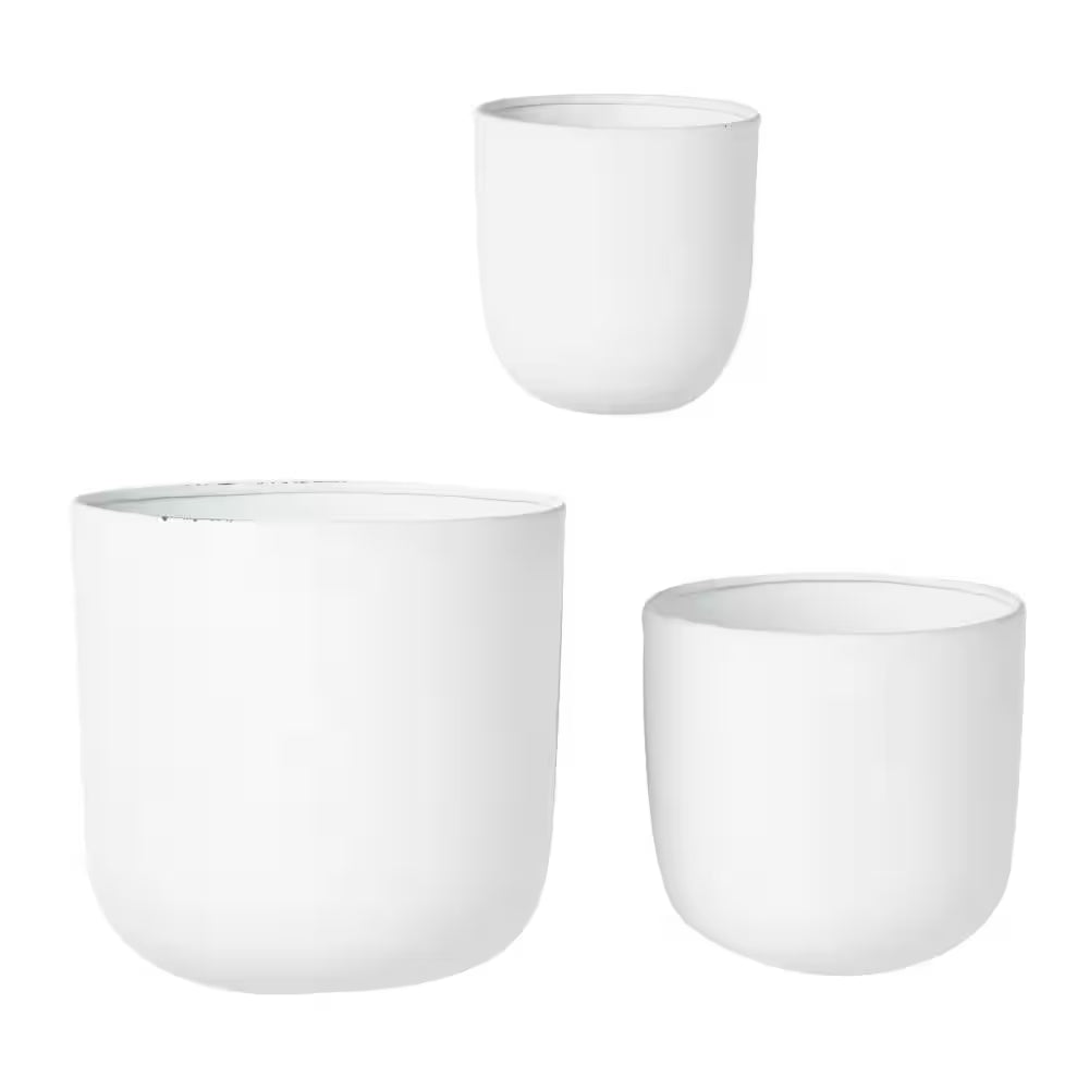 9 In. Small White Metal Indoor Outdoor Floating Wall Planter (3- Pack)