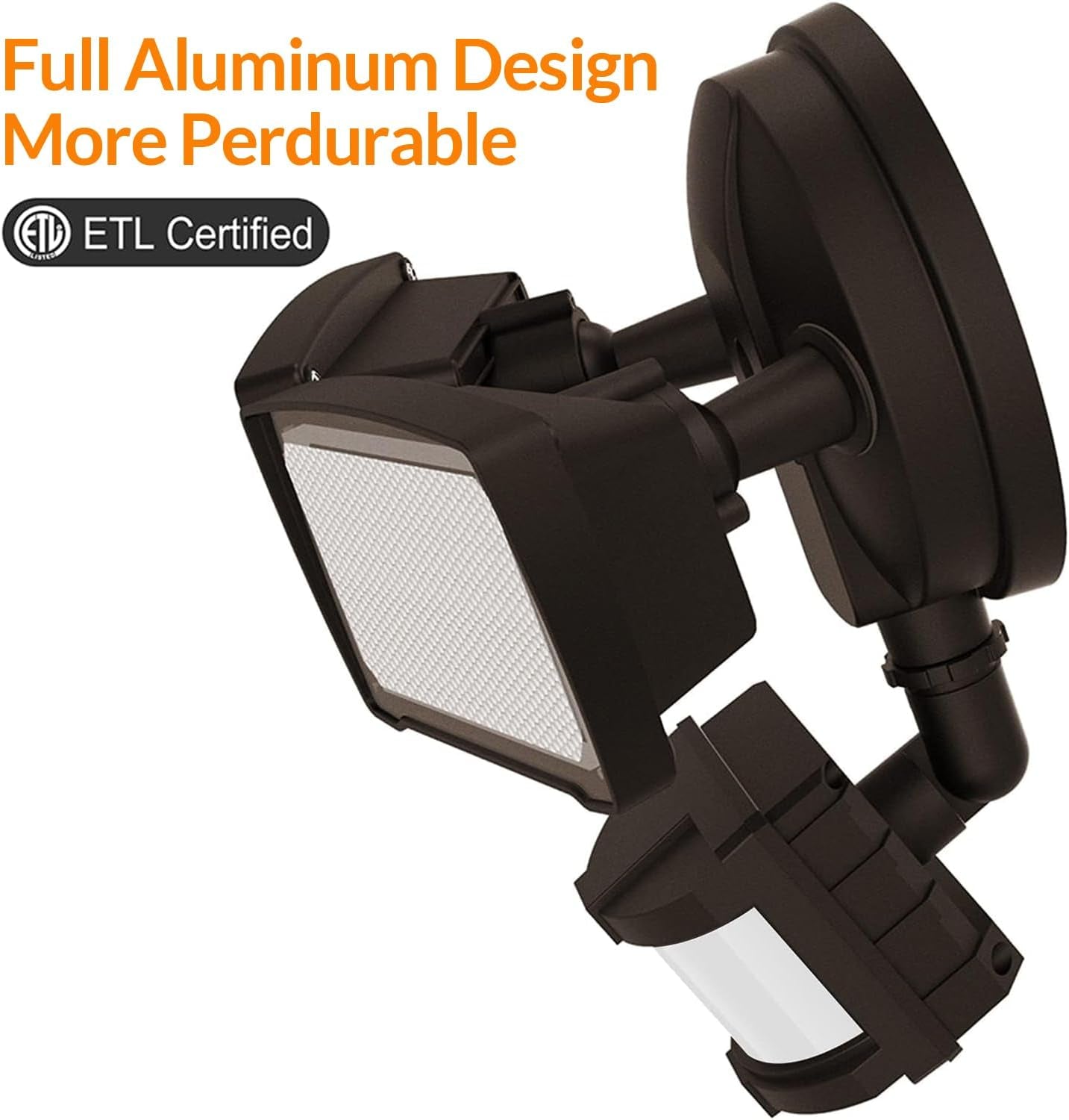 30W LED Security Lights Motion Sensor Light Outdoor, 3200LM Motion Security Light, 5500K, IP65 Waterproof, 2 Head Motion Detector Flood Light for Garage, Yard, Porch, Brown (NOT Solar Powered)