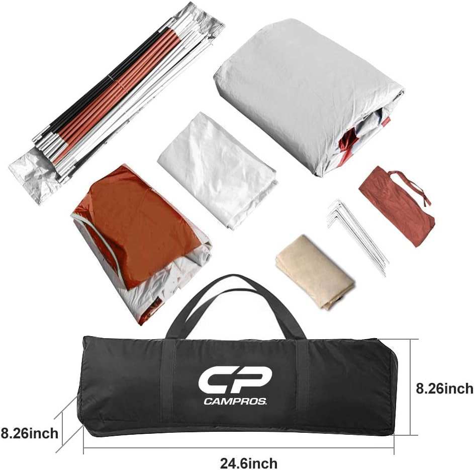 Tent 8 Person Camping Tents, Weather Resistant Family Tent, 5 Large Mesh Windows, Double Layer, Divided Curtain for Separated Room, Portable with Carry Bag