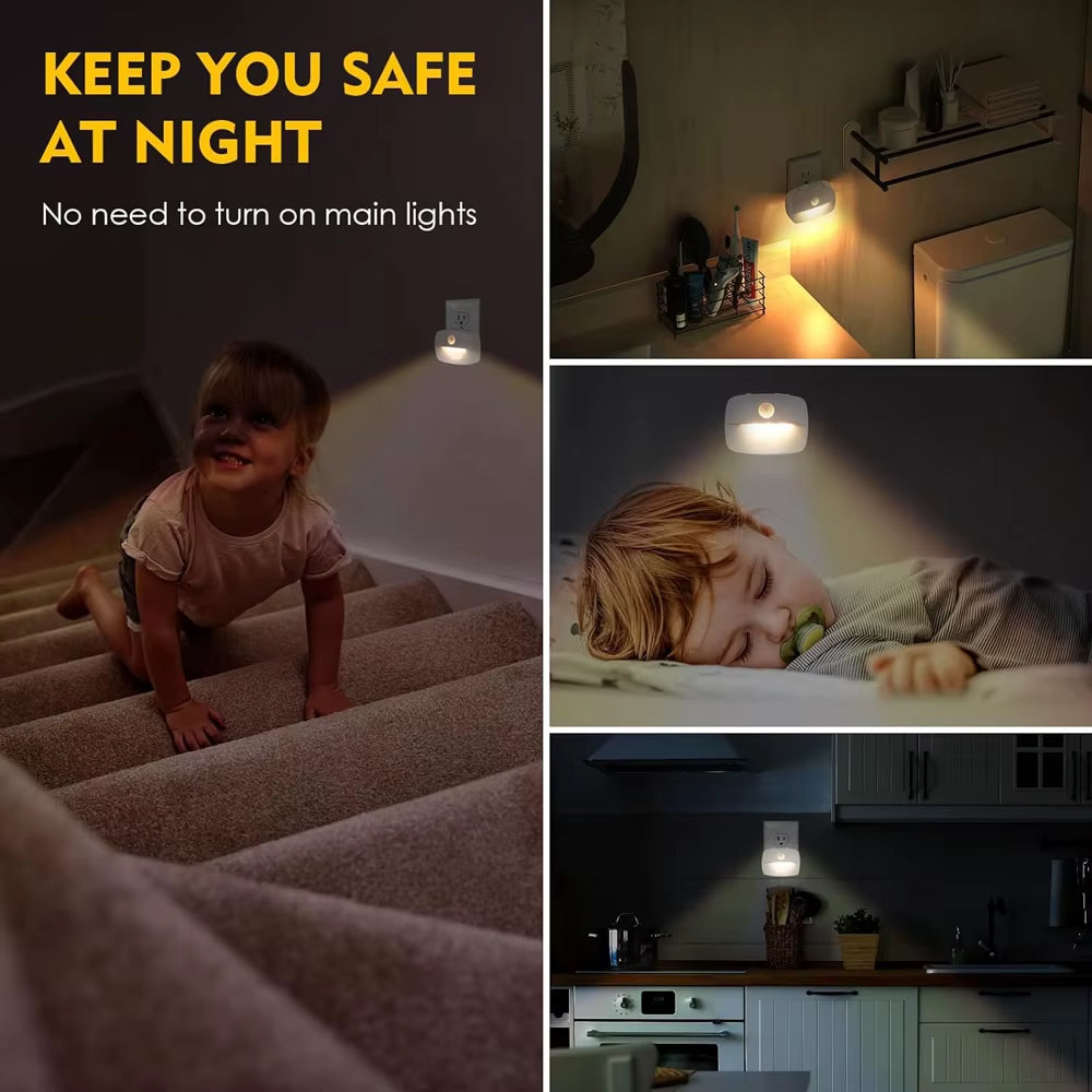 LED Night Light EU Plug in Smart Motion Sensor Light 220V Wall Lamp for Home Aisle WC Hallway Stair Kitchen Bedroom Night Lamp