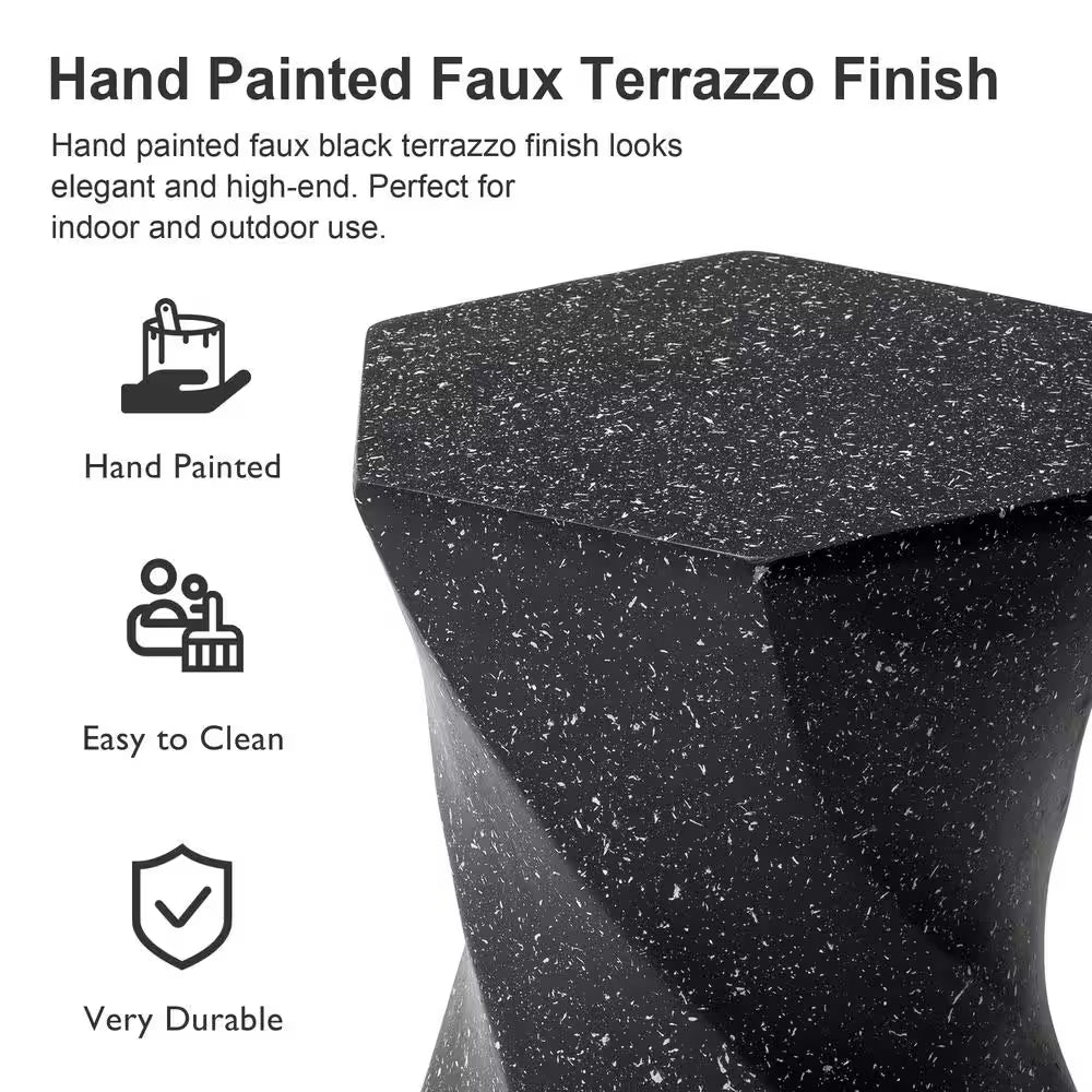 17.75 In. H Kits and Accessories Multi-Functional MGO Twist-Style Faux Terrazzo Garden Stool / Planter Stand