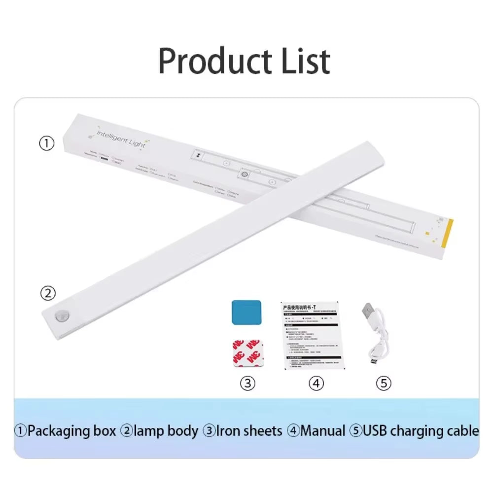 Cabinet Lights Motion Sensor LED Wireless USB under Ultra Thin Night Light for Kitchen Cabinet Bedroom Wardrobe Indoor Lighting