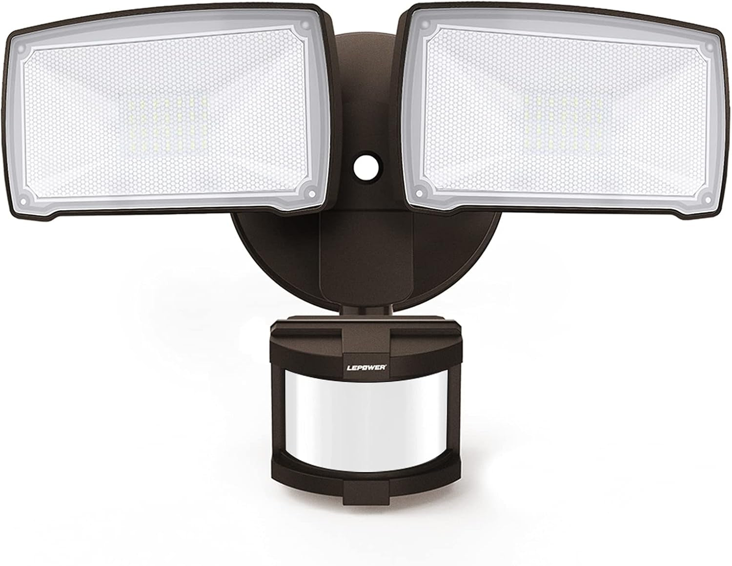 30W LED Security Lights Motion Sensor Light Outdoor, 3200LM Motion Security Light, 5500K, IP65 Waterproof, 2 Head Motion Detector Flood Light for Garage, Yard, Porch, Brown (NOT Solar Powered)