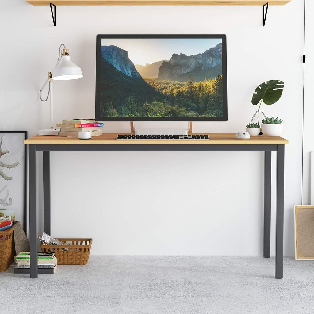 Computer Desk Home Office Table Writing Desk Study Table Gaming Desk Workstation (55 Inch, Wood Teak)