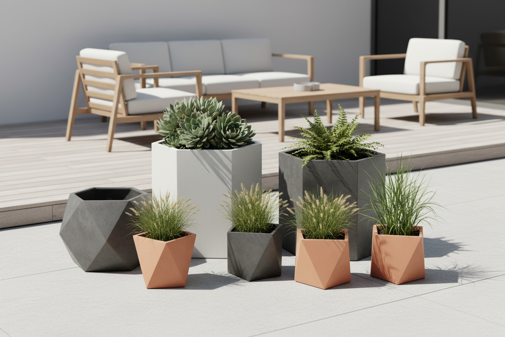 geometric outdoor planter set modern