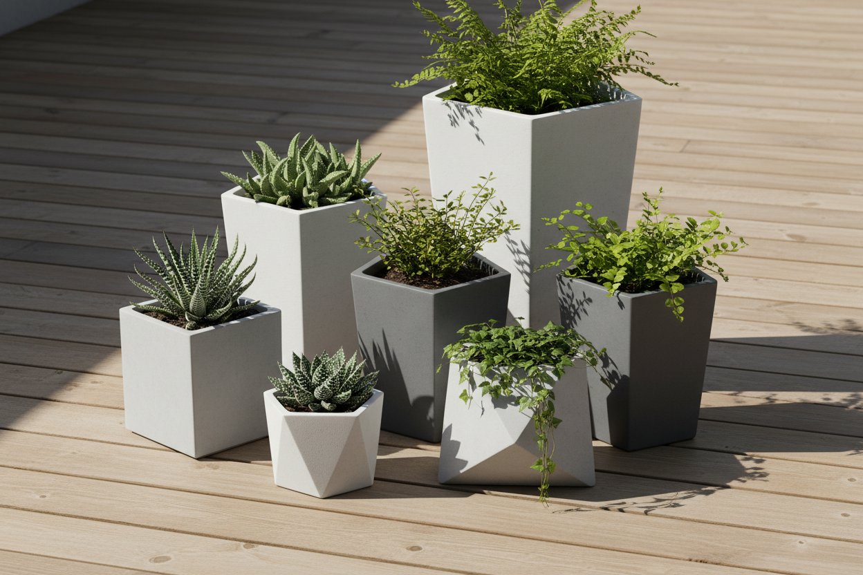 outdoor planter set geometric modern